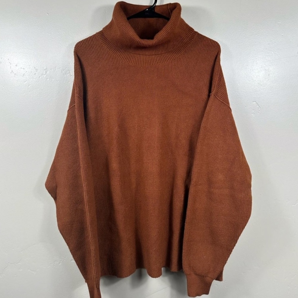 Free People Softly Structured Knit Tunic Sweater Orange Brown Small Oversized